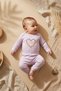 Baby Girl 100% Cotton Heart Lilac Patterned 2-Piece Set - Long Sleeve Bodysuit and Stretchy Pants Set - 3