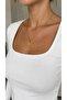 Women's Ecru Square Collar Lined Front Long Sleeve Viscose Elastane Blouse - 2