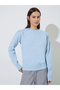 Light Blue Solid Puff Sleeve Knit Top - 3