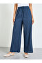 Dark Blue Wide-Leg Ribbed Trousers - 2