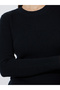 Black Textured Rib Long Sleeve Knit Top - 4