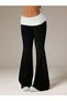 Black Flare Leg Pants with Fold-Over Waistband - 4
