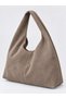 Mink Suede Women's Shopper Shoulder Bag – Soft Form Vintage Model - 5
