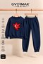 Turkish Flag Printed Children's Crew Neck Sweatshirt Tracksuit Set - Ages 3-12