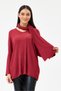 Burgundy Italian Self-Line Patterned Oversize Knitted Blouse with Shawl, Sizes 40 - 46 - 2