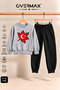 Turkish Flag Printed Children's Crew Neck Sweatshirt Tracksuit Set - Ages 3-12