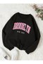 Unisex Brooklyn Pink and White Printed Crew Neck Sweatshirt Printed Premium Oversize T-Shirt