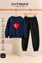Turkish Flag Printed Children's Crew Neck Sweatshirt Tracksuit Set - Ages 3-12