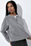 Crew Neck Buttoned Sweatshirt - 3