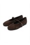 Celina Women's Brown Suede Genuine Leather Lined Ankle Strap Ballerinas - 4