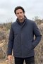 Men's Winter Stand Collar Pocketed Navy Blue Coat Bonded Fabric Classic Fit - M004