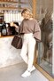 Women's High Waist Knitwear Jogger Pants with Openwork Side Detail - 6