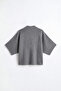 Gray Zippered Bat Sleeve Soft Sweater - 4