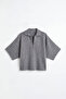 Gray Zippered Bat Sleeve Soft Sweater - 2