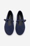 Women's Round Toe Strappy Mary Jane Daily Ballet Flats Sihas Navy Blue Suede - 7