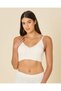 Women Cream V-Neck Rib Comfort Bras With Lace Detail (Pack Of 3) - 2