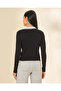 Women Black Contrast Collar Ribbed Top - 3