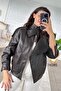 Zippered Leather Coat 7K085