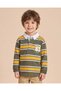 Boys Olive Striped Polo Shirt