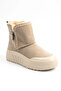 Adora Women's Ecru Cream Suede Detailed Sheepskin Lined Thick Sole Zippered Snow Boots and Short Boots - 3