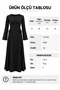 Women's Black Lightweight Spanish Sleeve Long Dress with Lace Detail on the Sides 0259 - 4