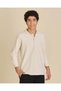 Senior Boys Cream Ottoman Zip Neck Oversized Polo