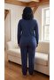Women's Winter Plus Size Curve Embroidered Patterned Collar Buttoned Long Sleeve Pajama Set - 4