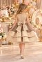 Girl's Matte Satin Fabric, Floral Applique, Stone Detail, Tulle, Bow Evening Dress - 2