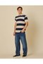 Men Black And Beige Striped Polo T-Shirt - 5