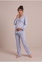 Women's Indigo Long Sleeve Winter Buttoned New Season Lace Detailed Maternity Pajama Set - 5