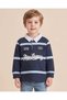 Boys Navy And Blue Striped Polo Shirt