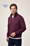 Zippered Half Turtleneck Regular Fit Cotton Basic Sweatshirt