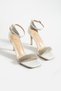 Women's Genuine Leather Evening Dress Shoes with White Silver Stones - 4
