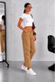 Women's Beige High Waist Barrel Fit Jean Pants - 3