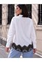 Shirt, Classic Cut Shirt with Lace Detailing at the Hem. - 2