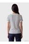 Two Mt Shop Quality Navy Blue Camisole Striped Tight & Slim Short Sleeve Women's T-Shirt - 4