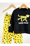 Boy's Safari̇ Mood Written Figure Detailed Sweatshirt Gabardine Denim Jeans Bottom Top Set - 4