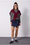 Women's burgundy square neck knit shawl 32040 - 3