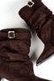 Suede Buckle Cowboy Western Cowboy Women's Thin-Heeled Boots - 6