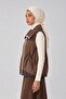 Drawstring pocket zippered vest dark brown - 3