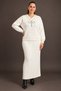 Plus size bow detail stone embellished skirt set - ecru