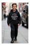Children's Unisex Vintage Printed Hooded Rubberized Tracksuit Set