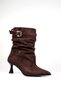 Suede Buckle Cowboy Western Cowboy Women's Thin-Heeled Boots - 5