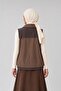 Drawstring pocket zippered vest dark brown - 4