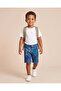 Boys Sky Blue Printed Knit Denim Pull On Shorts - 2