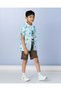 Boys Olive Printed Shorts - 5