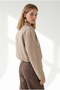 Women's Camel Zippered Lined Bomber Jacket with Hidden Pockets Ckt-19000539 - 6
