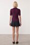 Buttoned short sleeve knit blouse - murdum - 4
