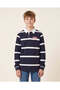 Senior Boys Navy And White Striped Polo Shirt