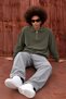 Men's Polo Collar Half Zipper Long Sleeve Green Sweater - 6